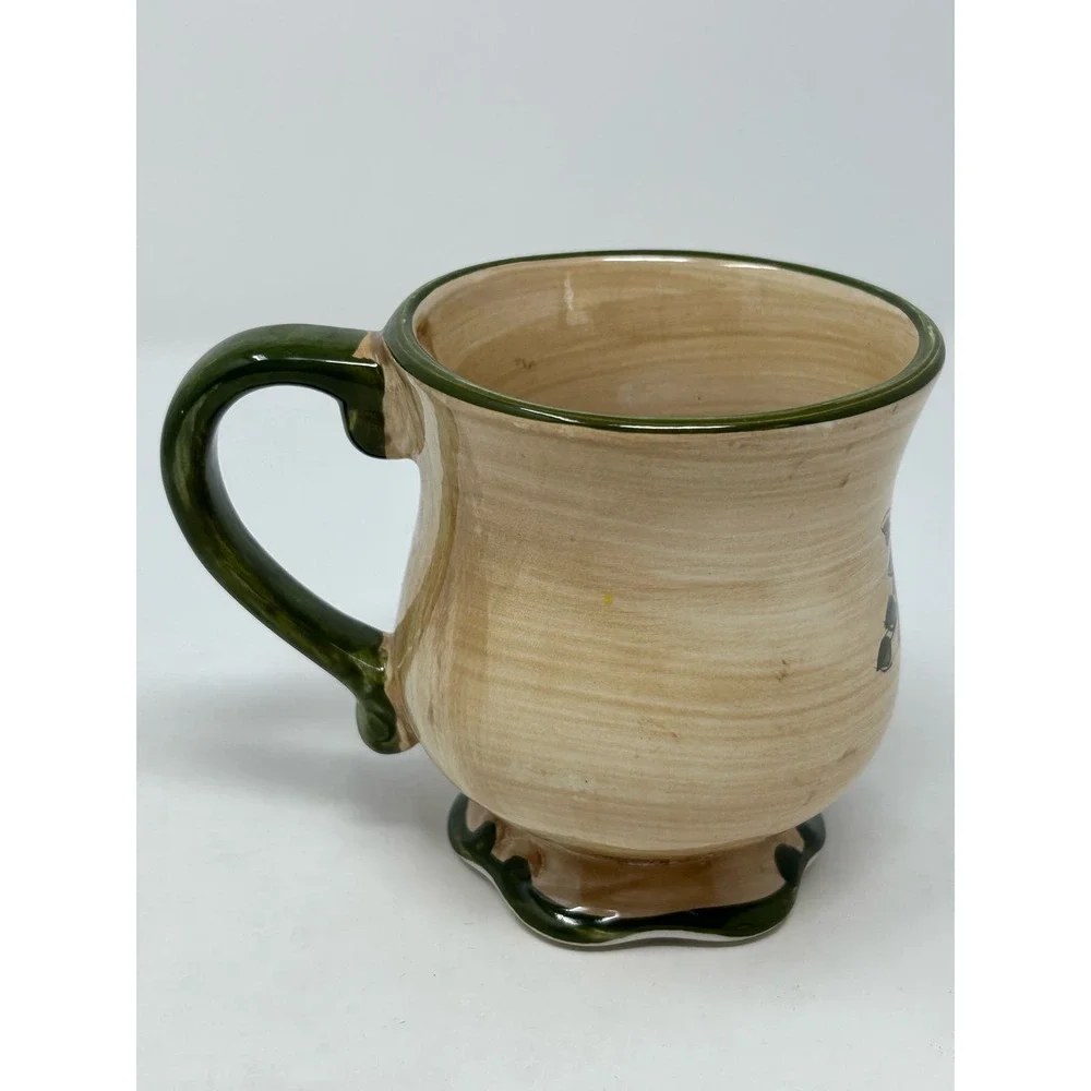 Home Trends Granada Fruit Pattern Footed Vintage Coffee Mug 4 1/2